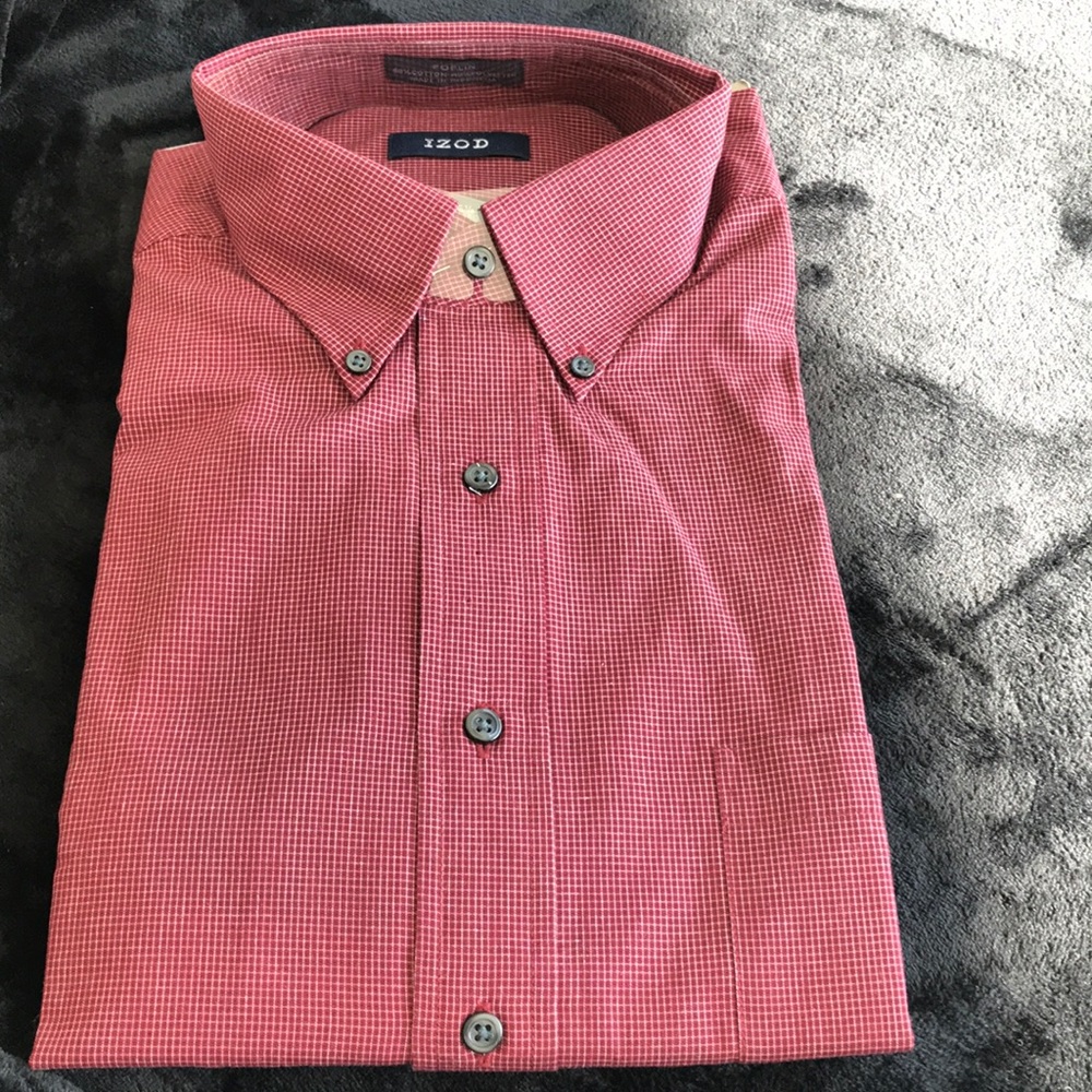 IZOD, LS, size L, Neck 16.5, sleeve 32/33 Poplin 60% cotton, 40% polyester. NEW!